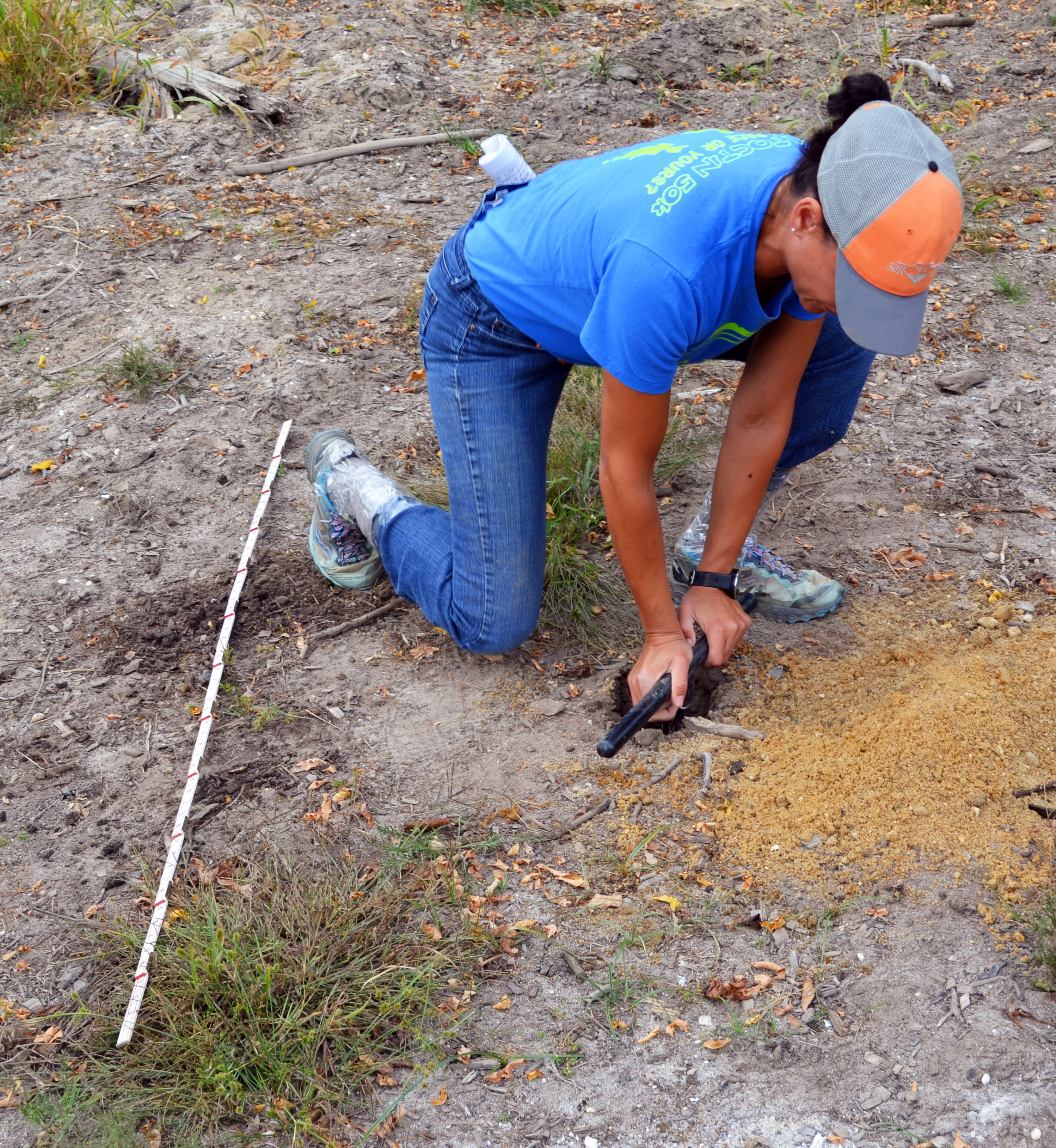 A Pinelands Commission staff member taking soil borings